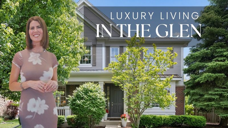 Modern luxury home exterior at 1573 Bluestem Lane in The Glen, Glenview, featuring updated architecture and manicured landscaping
